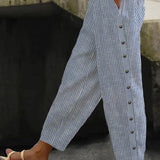 Linaya - Pantalon à Boutons Rayé